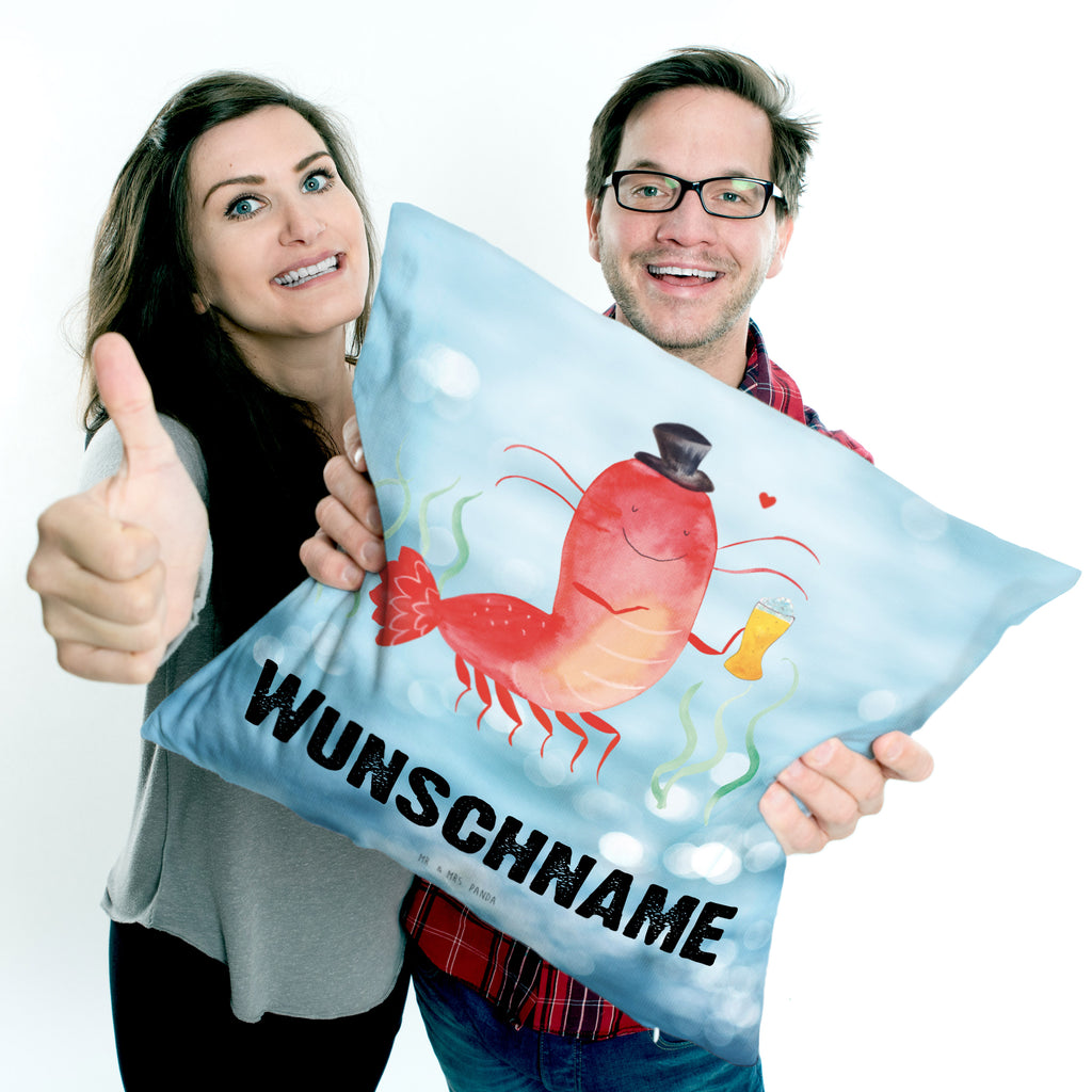 Personalisiertes Kissen Hummer mit Weizen Kissen, personalisiert, Name, Wunschname, bedrucken, Kopfkissen, Meerestiere, Meer, Urlaub, Garnele, Garnelen, Bier, Kochen, Männerhaushalt, Junggeselle, Junggesellin, Bierliebhaber, Kneipe, Gasthaus, Wirtschaft