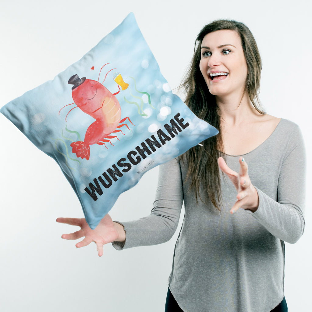 Personalisiertes Kissen Hummer mit Weizen Kissen, personalisiert, Name, Wunschname, bedrucken, Kopfkissen, Meerestiere, Meer, Urlaub, Garnele, Garnelen, Bier, Kochen, Männerhaushalt, Junggeselle, Junggesellin, Bierliebhaber, Kneipe, Gasthaus, Wirtschaft
