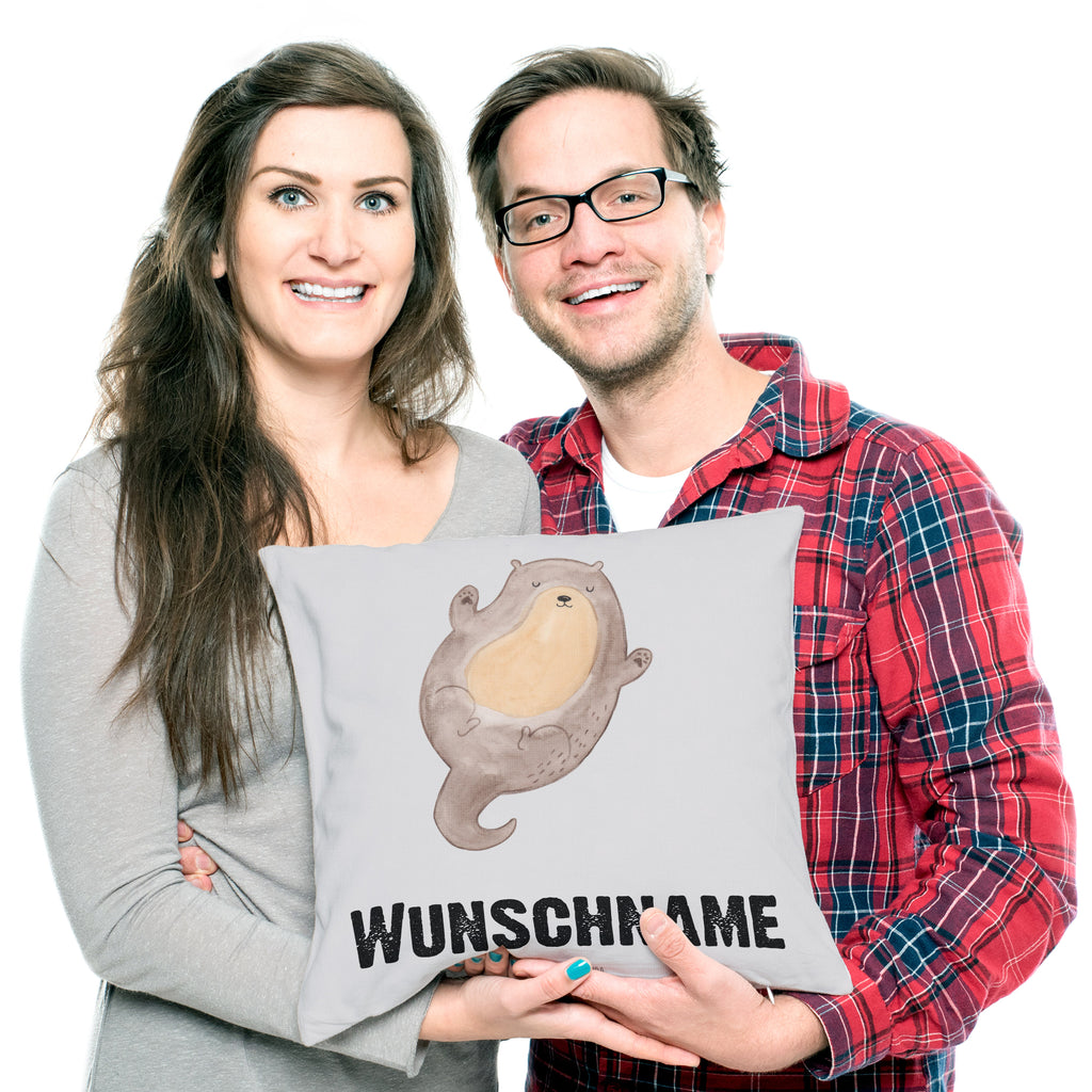 Personalisiertes Kissen Otter Umarmen Kissen, personalisiert, Name, Wunschname, bedrucken, Kopfkissen, Otter, Fischotter, Seeotter, Otter Seeotter See Otter