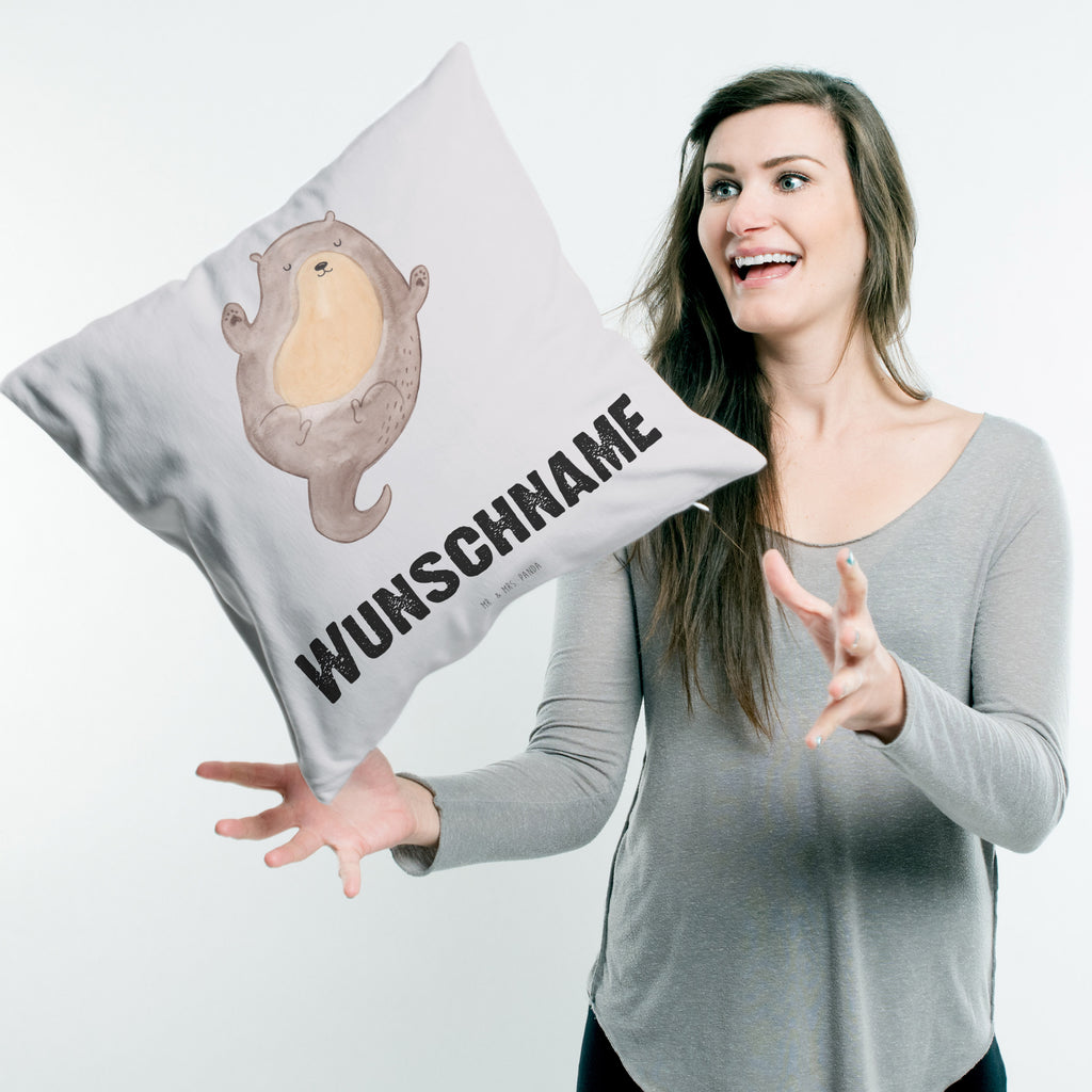 Personalisiertes Kissen Otter Umarmen Kissen, personalisiert, Name, Wunschname, bedrucken, Kopfkissen, Otter, Fischotter, Seeotter, Otter Seeotter See Otter