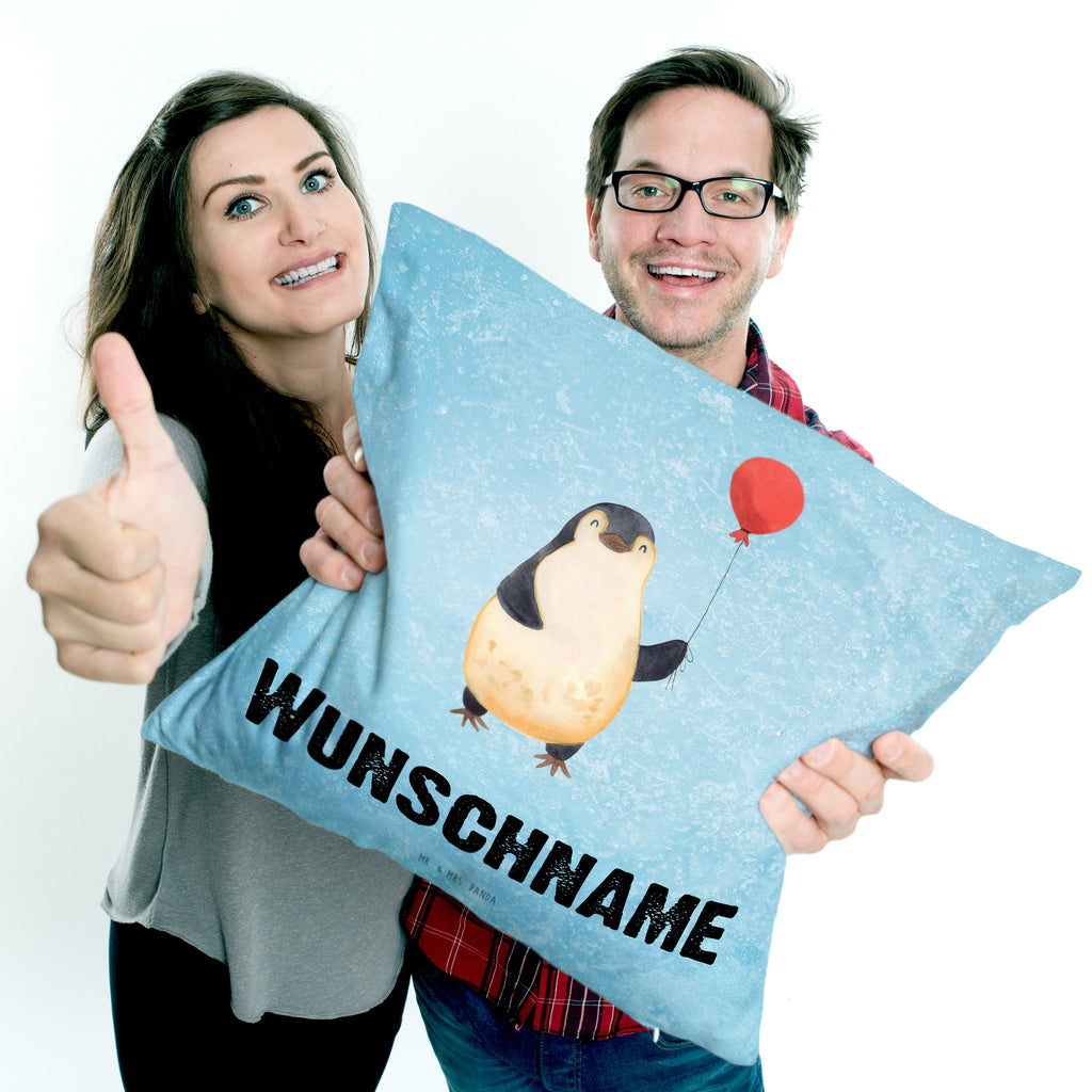 Personalisiertes Kissen Pinguin Luftballon Kissen, personalisiert, Name, Wunschname, bedrucken, Kopfkissen, Pinguin, Pinguine, Luftballon, Tagträume, Lebenslust, Geschenk Freundin, Geschenkidee, beste Freundin, Motivation, Neustart, neues Leben, Liebe, Glück