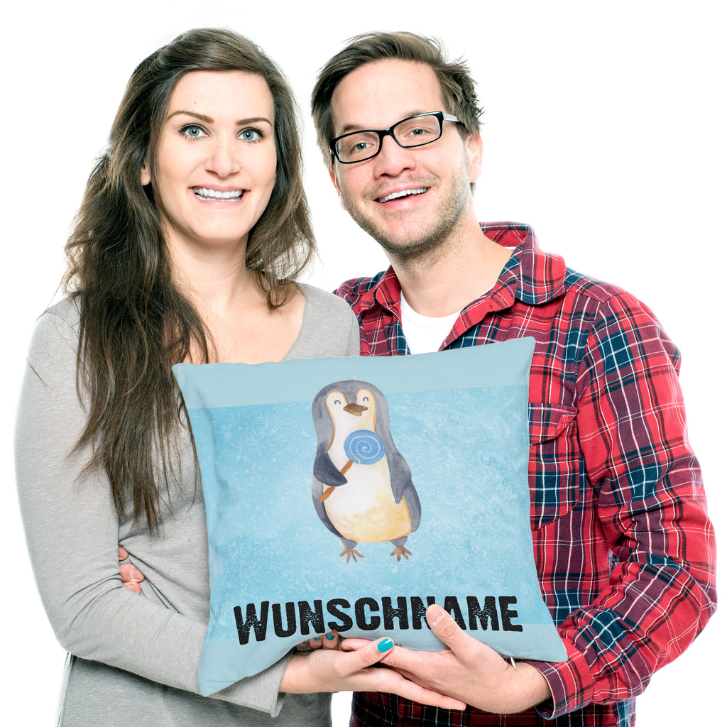 Personalisiertes Kissen Pinguin Lolli Kissen, personalisiert, Name, Wunschname, bedrucken, Kopfkissen, Pinguin, Pinguine, Lolli, Süßigkeiten, Blödsinn, Spruch, Rebell, Gauner, Ganove, Rabauke