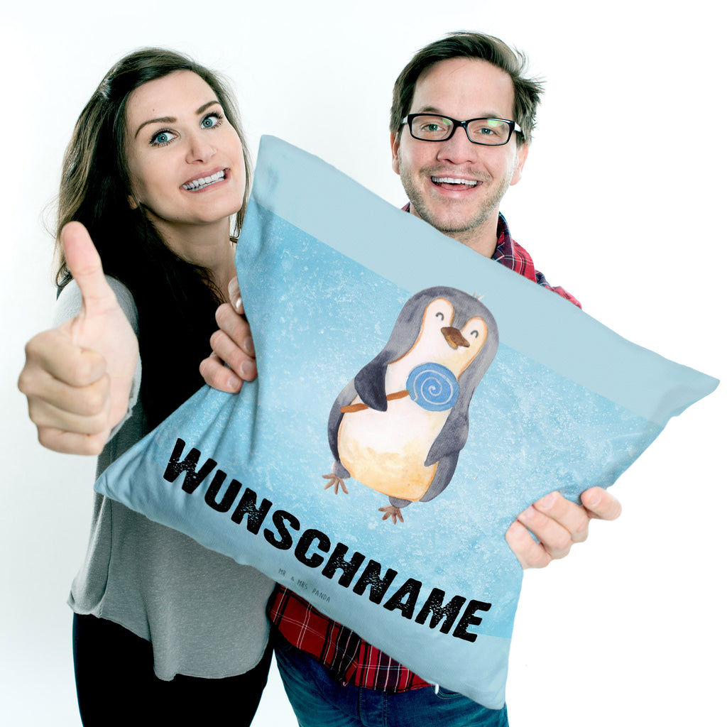 Personalisiertes Kissen Pinguin Lolli Kissen, personalisiert, Name, Wunschname, bedrucken, Kopfkissen, Pinguin, Pinguine, Lolli, Süßigkeiten, Blödsinn, Spruch, Rebell, Gauner, Ganove, Rabauke