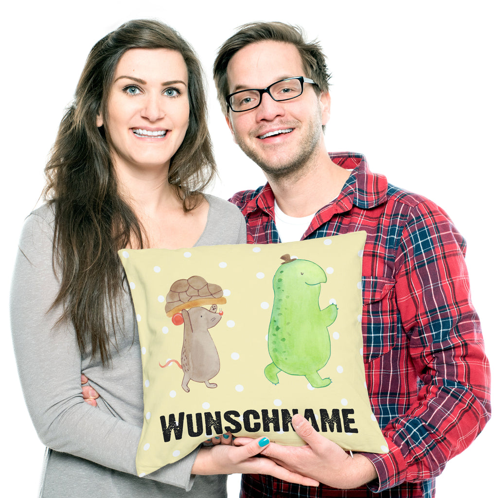 Personalisiertes Kissen Schildkröte & Maus Kissen, personalisiert, Name, Wunschname, bedrucken, Kopfkissen, Schildkröte, Maus, Freunde, Freundinnen, beste Freunde, beste Freundinnen