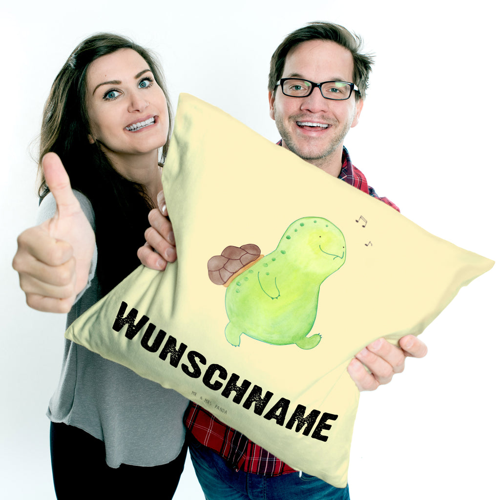 Personalisiertes Kissen Schildkröte pfeift Kissen, personalisiert, Name, Wunschname, bedrucken, Kopfkissen, Schildkröte, Schildi, Schildkröten, fröhlich, Glück, Motivation, Lebensfreude, Depression, Trennung, Neuanfang