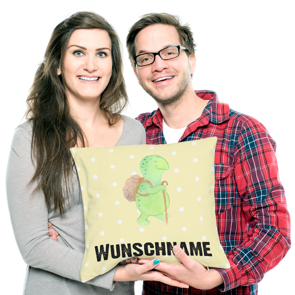 Personalisiertes Kissen Schildkröte Wanderer Kissen, personalisiert, Name, Wunschname, bedrucken, Kopfkissen, Schildkröte, Schildkröten, Motivation, Motivationsspruch, Motivationssprüche, Neuanfang