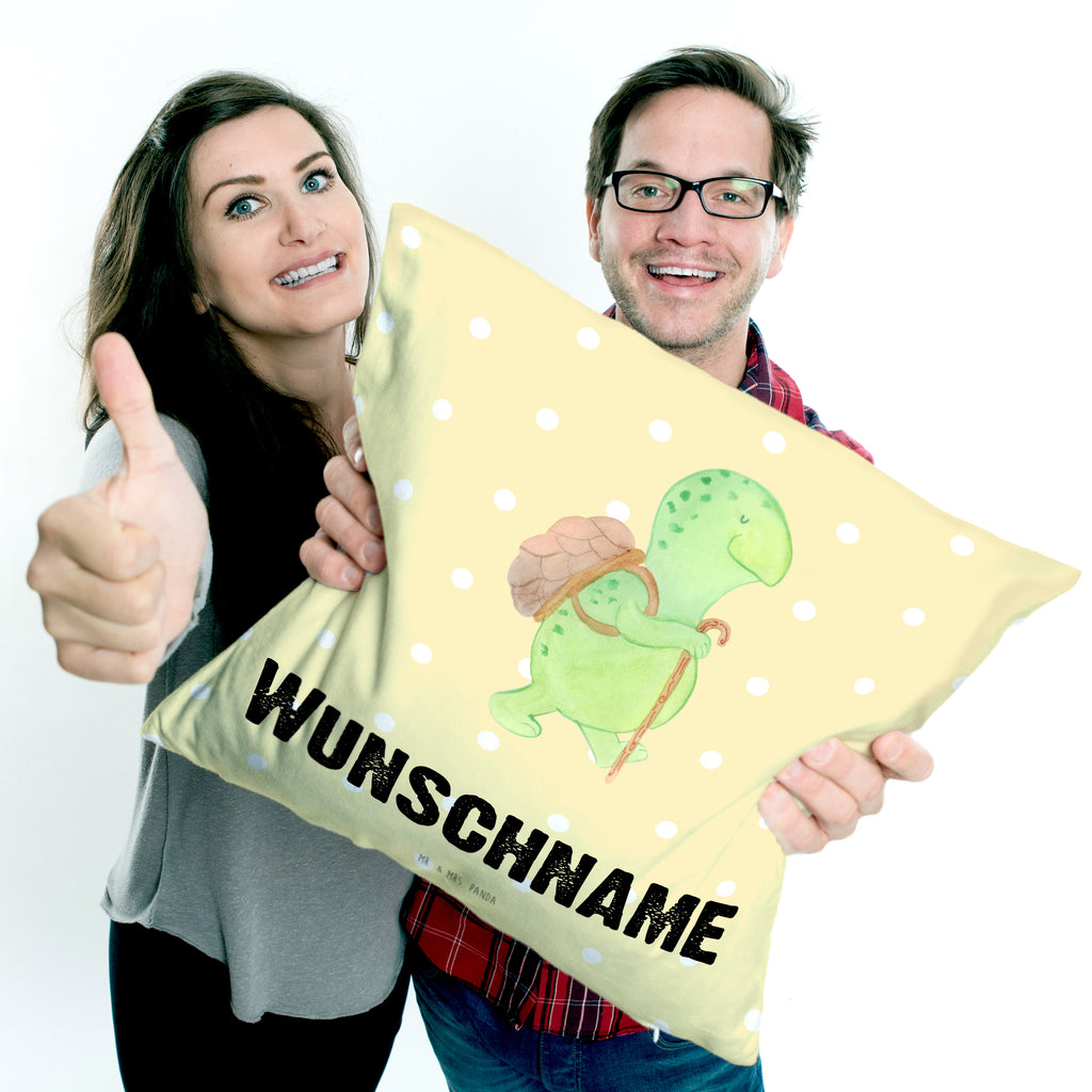 Personalisiertes Kissen Schildkröte Wanderer Kissen, personalisiert, Name, Wunschname, bedrucken, Kopfkissen, Schildkröte, Schildkröten, Motivation, Motivationsspruch, Motivationssprüche, Neuanfang