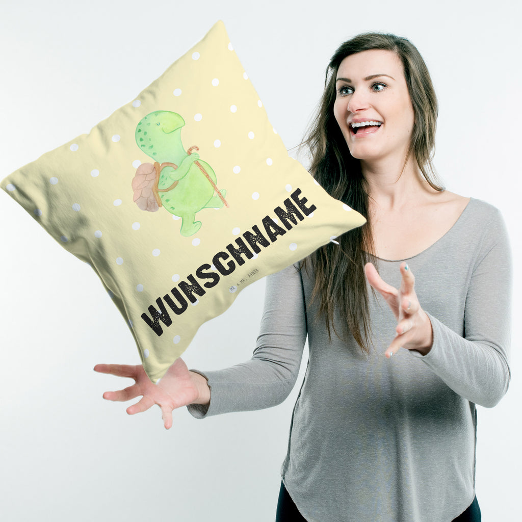 Personalisiertes Kissen Schildkröte Wanderer Kissen, personalisiert, Name, Wunschname, bedrucken, Kopfkissen, Schildkröte, Schildkröten, Motivation, Motivationsspruch, Motivationssprüche, Neuanfang