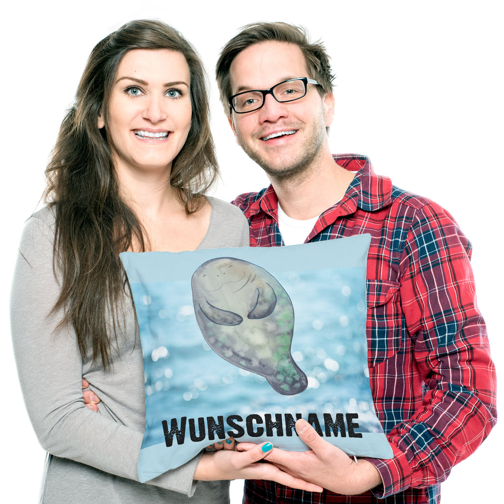 Personalisiertes Kissen Seekuh happy Kissen, personalisiert, Name, Wunschname, bedrucken, Kopfkissen, Meerestiere, Meer, Urlaub, Seekuh, Seekühe, Selbstliebe, Respekt, Neuanfang, Neustart, Achtsamkeit, Zufrieden, Liebeskummer, Freundin