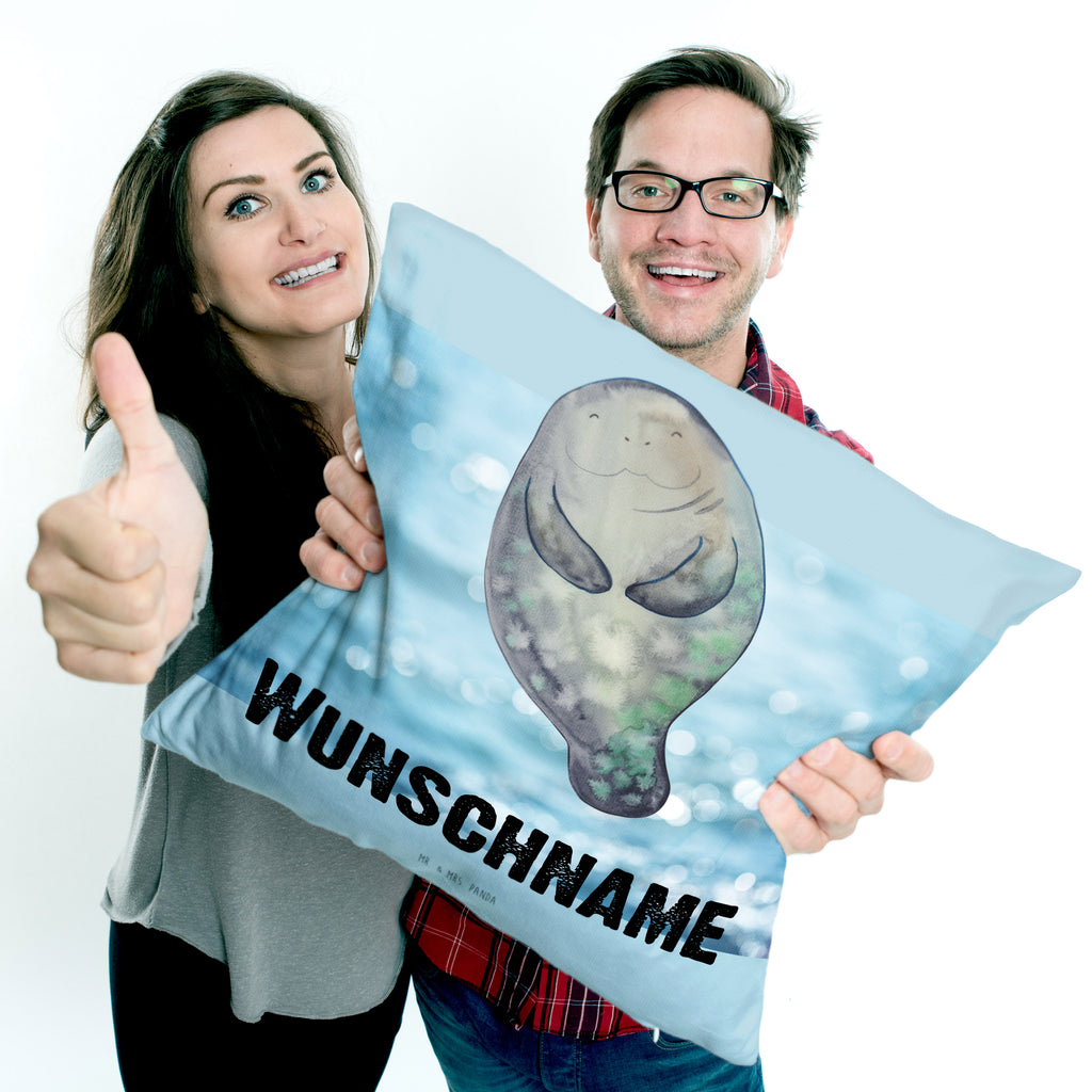 Personalisiertes Kissen Seekuh happy Kissen, personalisiert, Name, Wunschname, bedrucken, Kopfkissen, Meerestiere, Meer, Urlaub, Seekuh, Seekühe, Selbstliebe, Respekt, Neuanfang, Neustart, Achtsamkeit, Zufrieden, Liebeskummer, Freundin