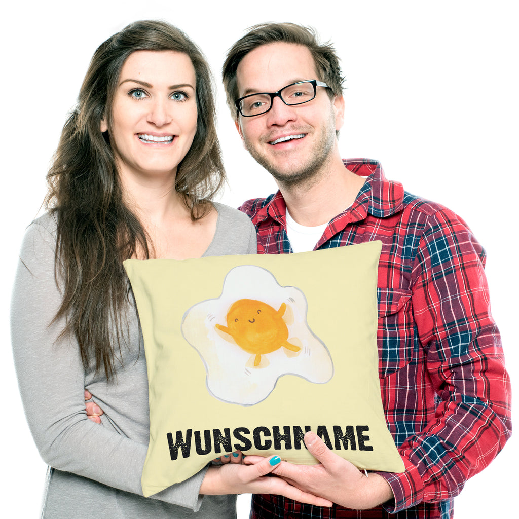 Personalisiertes Kissen Spiegelei Kissen, personalisiert, Name, Wunschname, bedrucken, Kopfkissen, süße Tiermotive, gute Laune, lustige Sprüche, Tiere, Ei, Spiegelei, Schön, Tag, Glücklich, Liebe