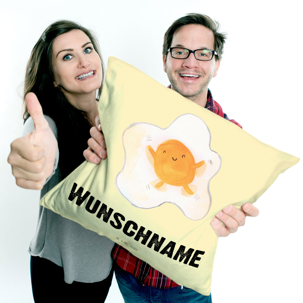 Personalisiertes Kissen Spiegelei Kissen, personalisiert, Name, Wunschname, bedrucken, Kopfkissen, süße Tiermotive, gute Laune, lustige Sprüche, Tiere, Ei, Spiegelei, Schön, Tag, Glücklich, Liebe