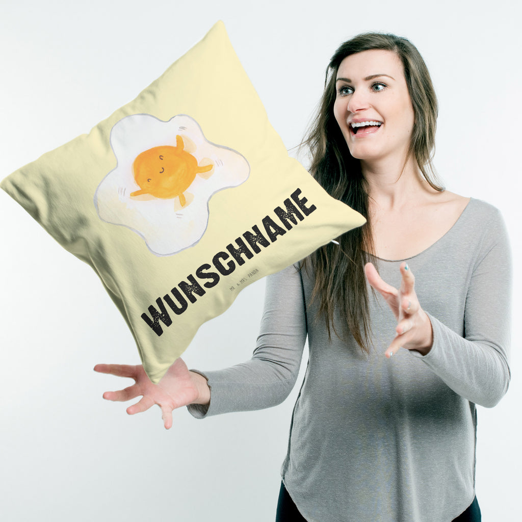 Personalisiertes Kissen Spiegelei Kissen, personalisiert, Name, Wunschname, bedrucken, Kopfkissen, süße Tiermotive, gute Laune, lustige Sprüche, Tiere, Ei, Spiegelei, Schön, Tag, Glücklich, Liebe