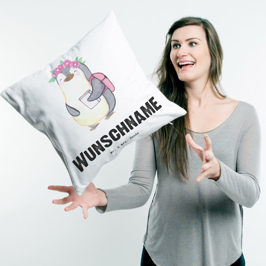 Personalisiertes Kissen Pinguin Beste Studentin der Welt Kissen, personalisiert, Name, Wunschname, bedrucken, Kopfkissen, für, Dankeschön, Geschenk, Schenken, Geburtstag, Geburtstagsgeschenk, Geschenkidee, Danke, Bedanken, Mitbringsel, Freude machen, Geschenktipp, Studentin, Studium, Tochter, Spaß, Musterschülerin, lustig, Studienabschluss, witzig, Universität, Abschluss, Alumni, Uni, Studenten, Hochschule
