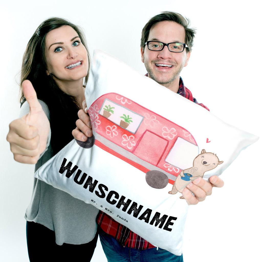 Personalisiertes Kissen Bär Camper Tage Kissen, personalisiert, Name, Wunschname, bedrucken, Kopfkissen, Geschenk, Sport, Sportart, Hobby, Schenken, Danke, Dankeschön, Auszeichnung, Gewinn, Sportler, Camper, Campen, Zelten, Campingplatz, Wohnmobil, Roadtrip, Urlaub