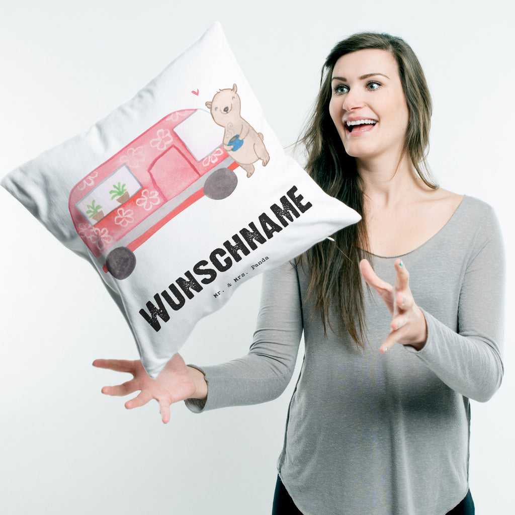 Personalisiertes Kissen Bär Camper Tage Kissen, personalisiert, Name, Wunschname, bedrucken, Kopfkissen, Geschenk, Sport, Sportart, Hobby, Schenken, Danke, Dankeschön, Auszeichnung, Gewinn, Sportler, Camper, Campen, Zelten, Campingplatz, Wohnmobil, Roadtrip, Urlaub