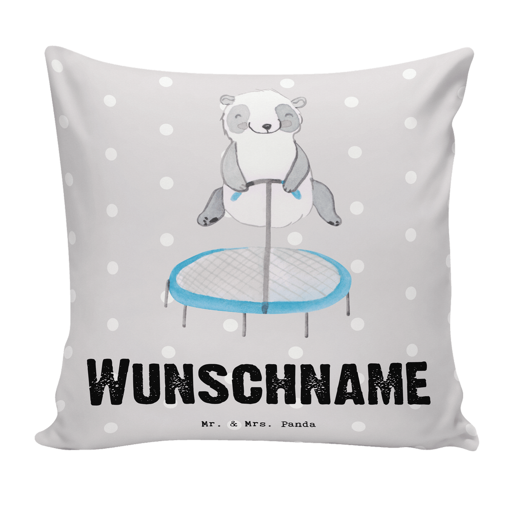 Personalisiertes Kissen Panda Trampolin springen Tage Kissen, personalisiert, Name, Wunschname, bedrucken, Kopfkissen, Geschenk, Sport, Sportart, Hobby, Schenken, Danke, Dankeschön, Auszeichnung, Gewinn, Sportler, Trampolin springen, Trampolin Springen, Trampolin Turnen, Fitnessstudio