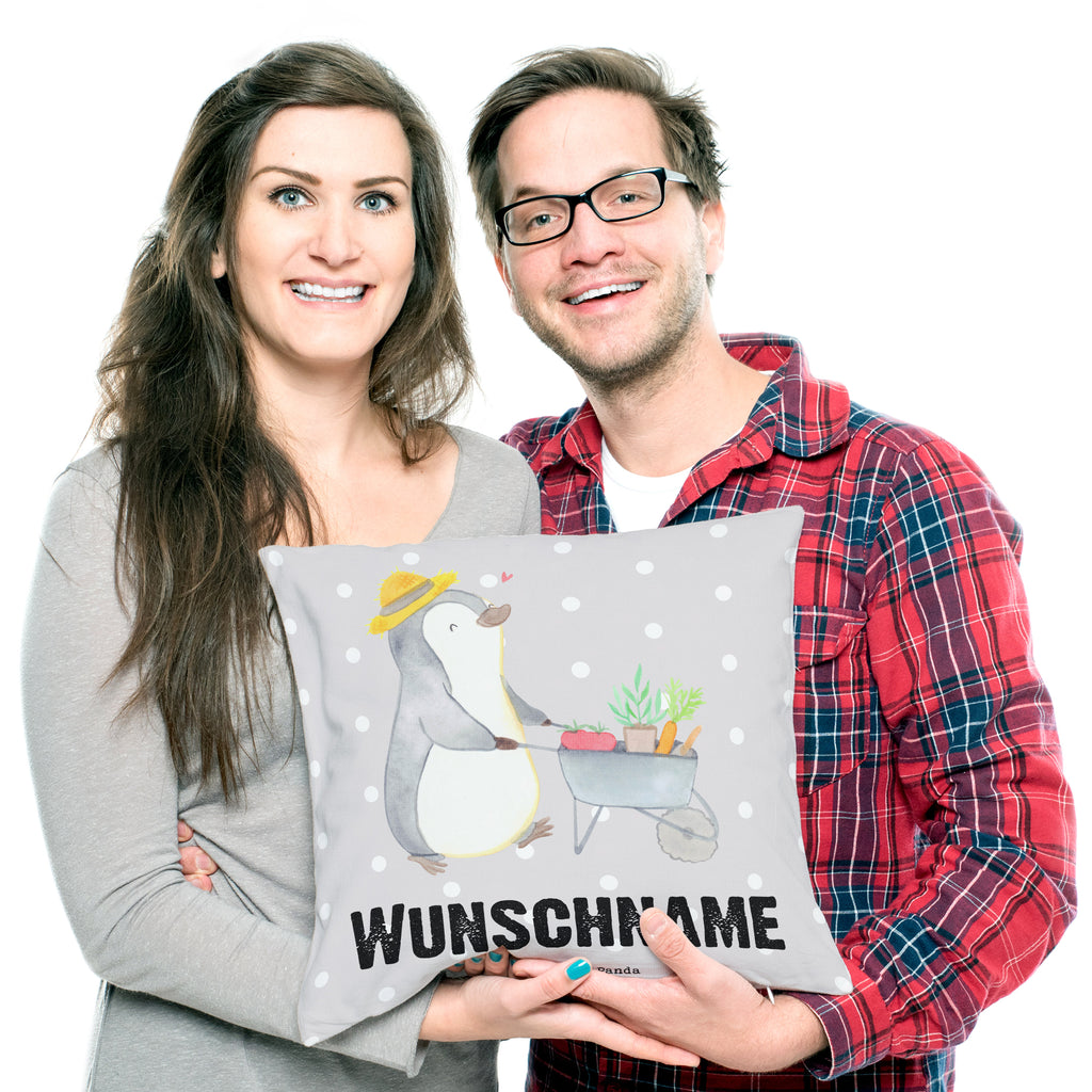 Personalisiertes Kissen Pinguin Gartenarbeit Tage Kissen, personalisiert, Name, Wunschname, bedrucken, Kopfkissen, Geschenk, Sport, Sportart, Hobby, Schenken, Danke, Dankeschön, Auszeichnung, Gewinn, Sportler, Gartenarbeit, Urban gardening, Gärtnern, Gartenpflege