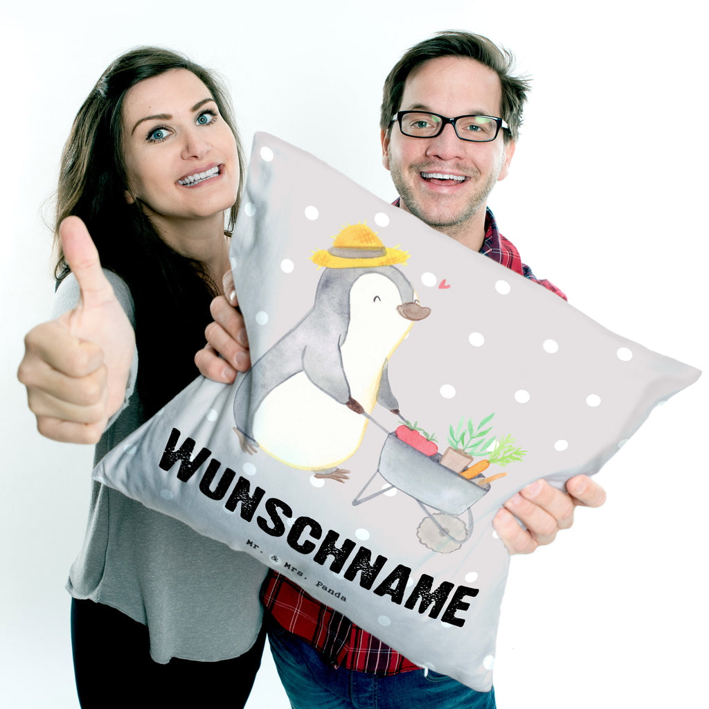 Personalisiertes Kissen Pinguin Gartenarbeit Tage Kissen, personalisiert, Name, Wunschname, bedrucken, Kopfkissen, Geschenk, Sport, Sportart, Hobby, Schenken, Danke, Dankeschön, Auszeichnung, Gewinn, Sportler, Gartenarbeit, Urban gardening, Gärtnern, Gartenpflege