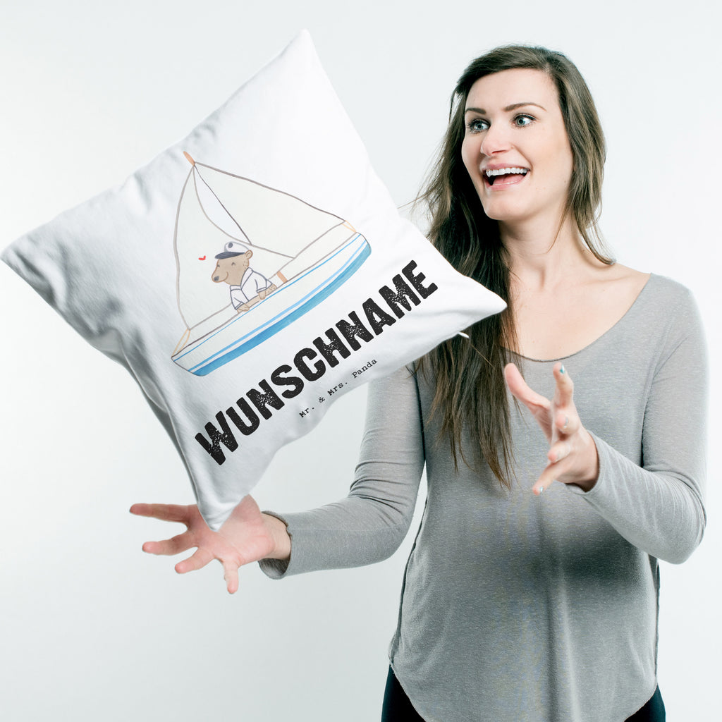 Personalisiertes Kissen Bär Segeln Tage Kissen, personalisiert, Name, Wunschname, bedrucken, Kopfkissen, Geschenk, Sport, Sportart, Hobby, Schenken, Danke, Dankeschön, Auszeichnung, Gewinn, Sportler, segeln, Segeltörn, Segelboot, Segelschule, Yachtclub