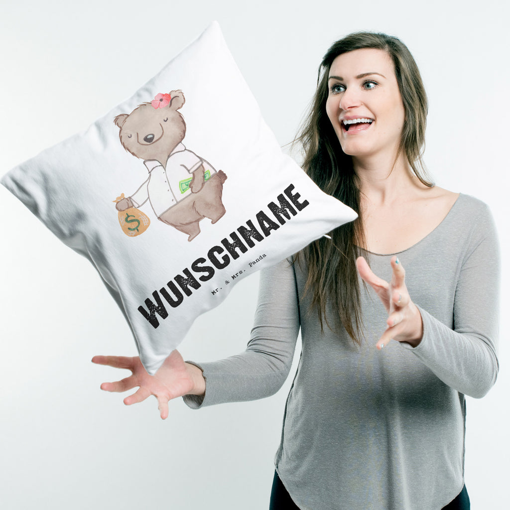 Personalisiertes Kissen Bänkerin mit Herz Kissen, personalisiert, Name, Wunschname, bedrucken, Kopfkissen, Beruf, Ausbildung, Jubiläum, Abschied, Rente, Kollege, Kollegin, Geschenk, Schenken, Arbeitskollege, Mitarbeiter, Firma, Danke, Dankeschön, Bänkerin, Bankfachfrau, Bankangestellte, Bankberaterin