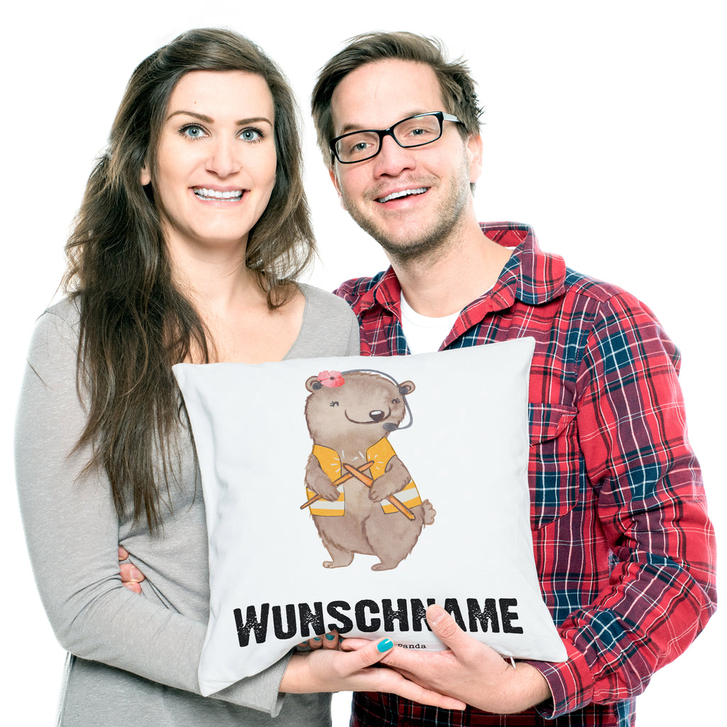 Personalisiertes Kissen Fluglotsin mit Herz Kissen, personalisiert, Name, Wunschname, bedrucken, Kopfkissen, Beruf, Ausbildung, Jubiläum, Abschied, Rente, Kollege, Kollegin, Geschenk, Schenken, Arbeitskollege, Mitarbeiter, Firma, Danke, Dankeschön, Fluglotsin, Flugverkehrsleiterin, Luftfahrtpersonal, Flugsicherung