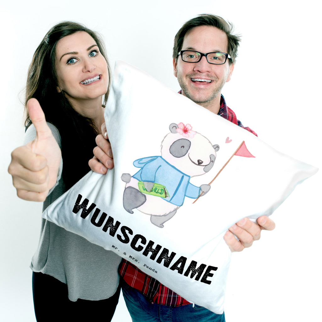 Personalisiertes Kissen Reiseleiterin mit Herz Kissen, personalisiert, Name, Wunschname, bedrucken, Kopfkissen, Beruf, Ausbildung, Jubiläum, Abschied, Rente, Kollege, Kollegin, Geschenk, Schenken, Arbeitskollege, Mitarbeiter, Firma, Danke, Dankeschön