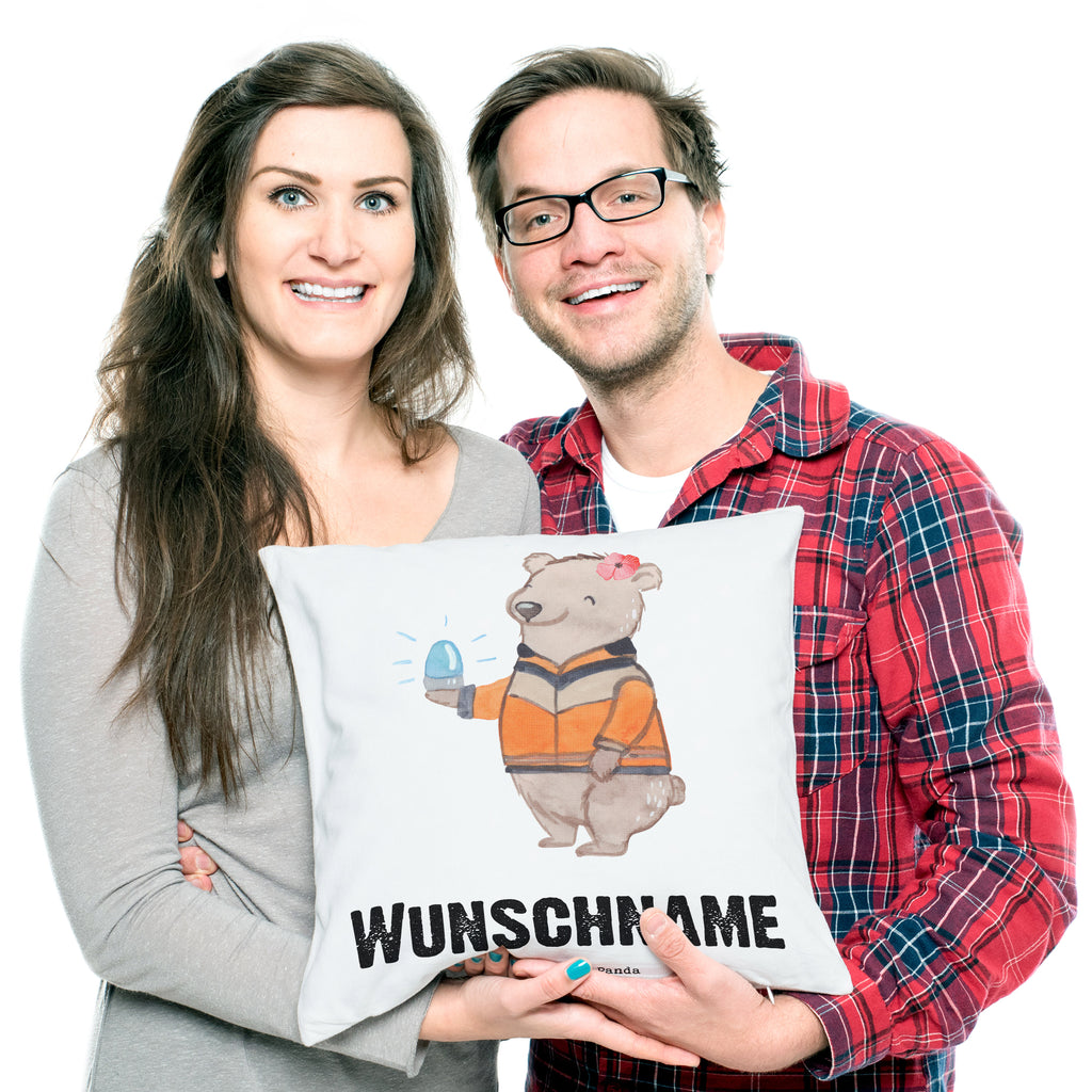 Personalisiertes Kissen Rettungswagenfahrerin mit Herz Kissen, personalisiert, Name, Wunschname, bedrucken, Kopfkissen, Beruf, Ausbildung, Jubiläum, Abschied, Rente, Kollege, Kollegin, Geschenk, Schenken, Arbeitskollege, Mitarbeiter, Firma, Danke, Dankeschön