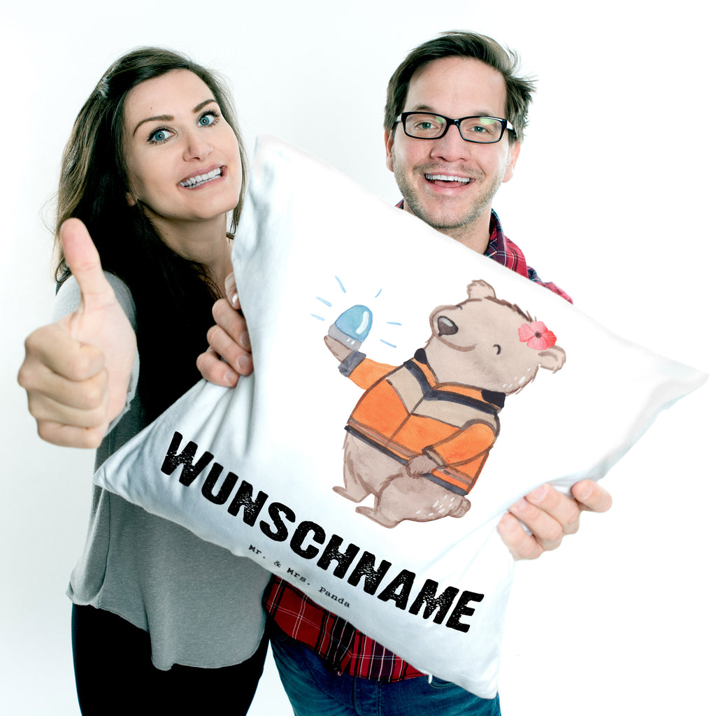 Personalisiertes Kissen Rettungswagenfahrerin mit Herz Kissen, personalisiert, Name, Wunschname, bedrucken, Kopfkissen, Beruf, Ausbildung, Jubiläum, Abschied, Rente, Kollege, Kollegin, Geschenk, Schenken, Arbeitskollege, Mitarbeiter, Firma, Danke, Dankeschön