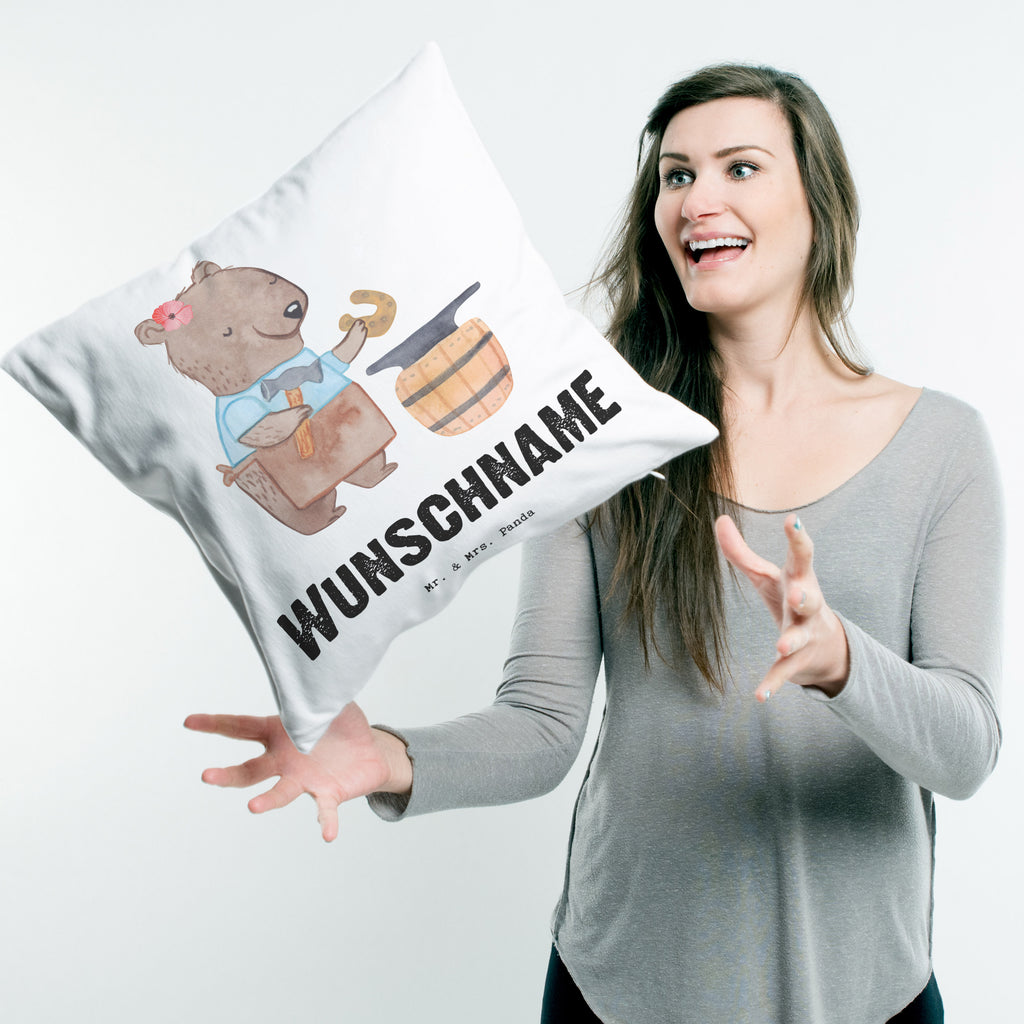 Personalisiertes Kissen Schmiedin mit Herz Kissen, personalisiert, Name, Wunschname, bedrucken, Kopfkissen, Beruf, Ausbildung, Jubiläum, Abschied, Rente, Kollege, Kollegin, Geschenk, Schenken, Arbeitskollege, Mitarbeiter, Firma, Danke, Dankeschön