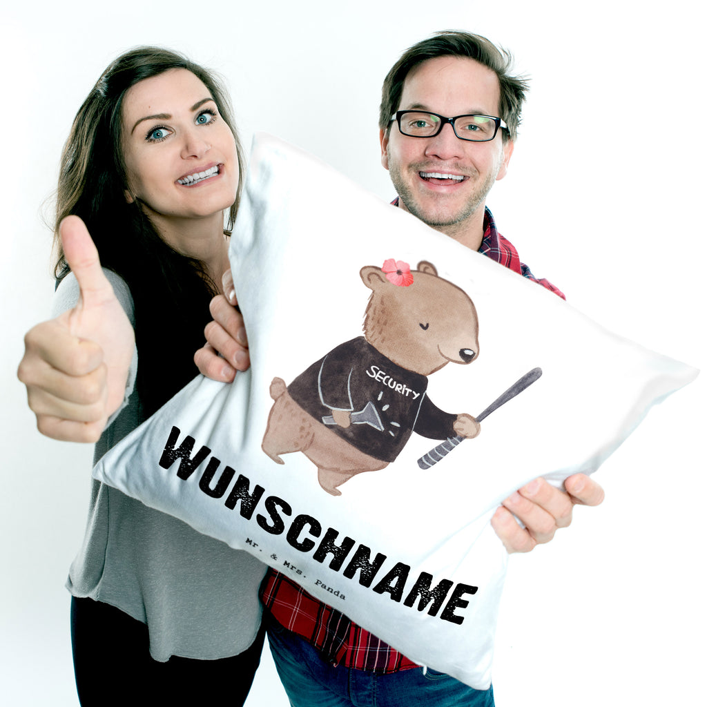 Personalisiertes Kissen Sicherheitsdienstmitarbeiterin mit Herz Kissen, personalisiert, Name, Wunschname, bedrucken, Kopfkissen, Beruf, Ausbildung, Jubiläum, Abschied, Rente, Kollege, Kollegin, Geschenk, Schenken, Arbeitskollege, Mitarbeiter, Firma, Danke, Dankeschön