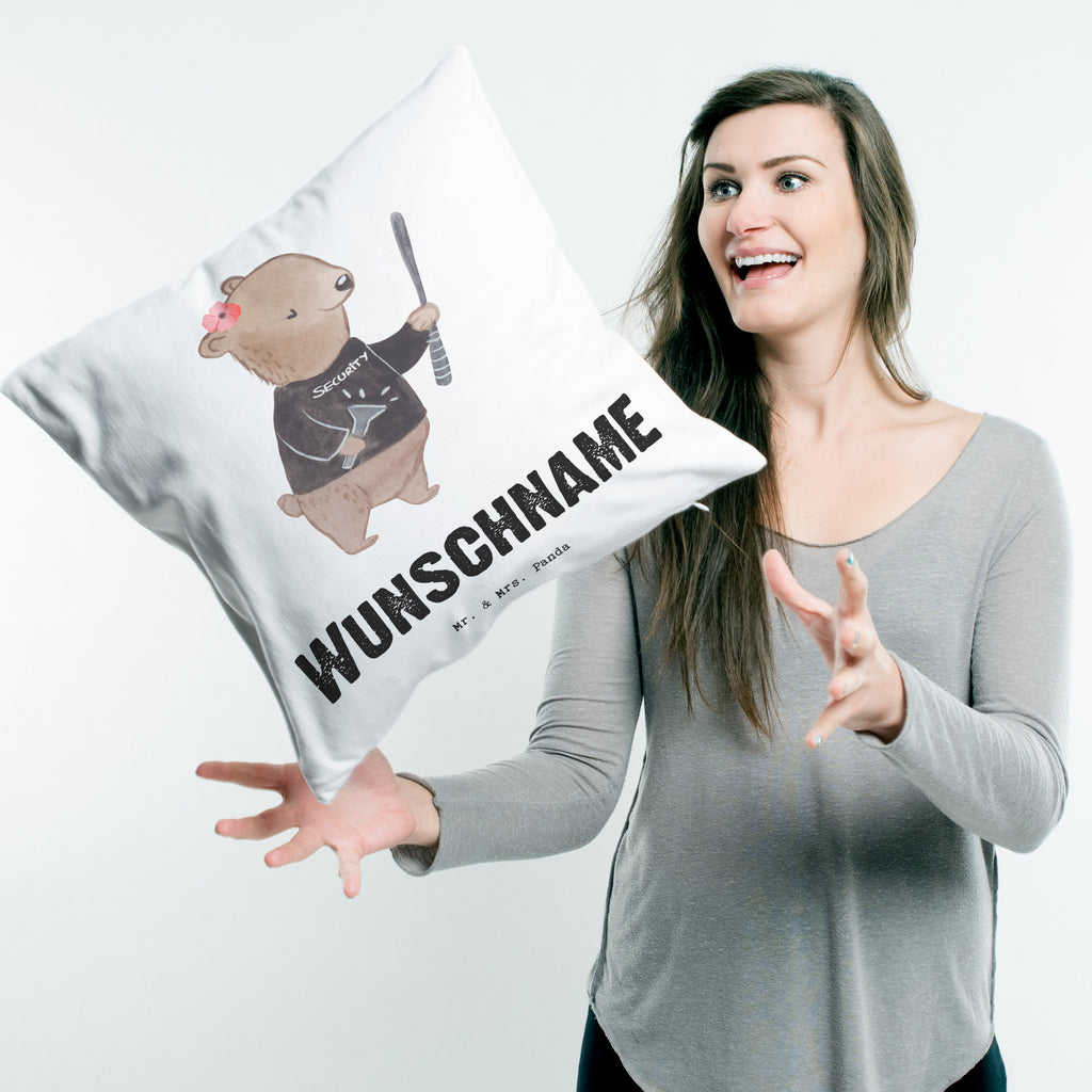 Personalisiertes Kissen Sicherheitsdienstmitarbeiterin mit Herz Kissen, personalisiert, Name, Wunschname, bedrucken, Kopfkissen, Beruf, Ausbildung, Jubiläum, Abschied, Rente, Kollege, Kollegin, Geschenk, Schenken, Arbeitskollege, Mitarbeiter, Firma, Danke, Dankeschön