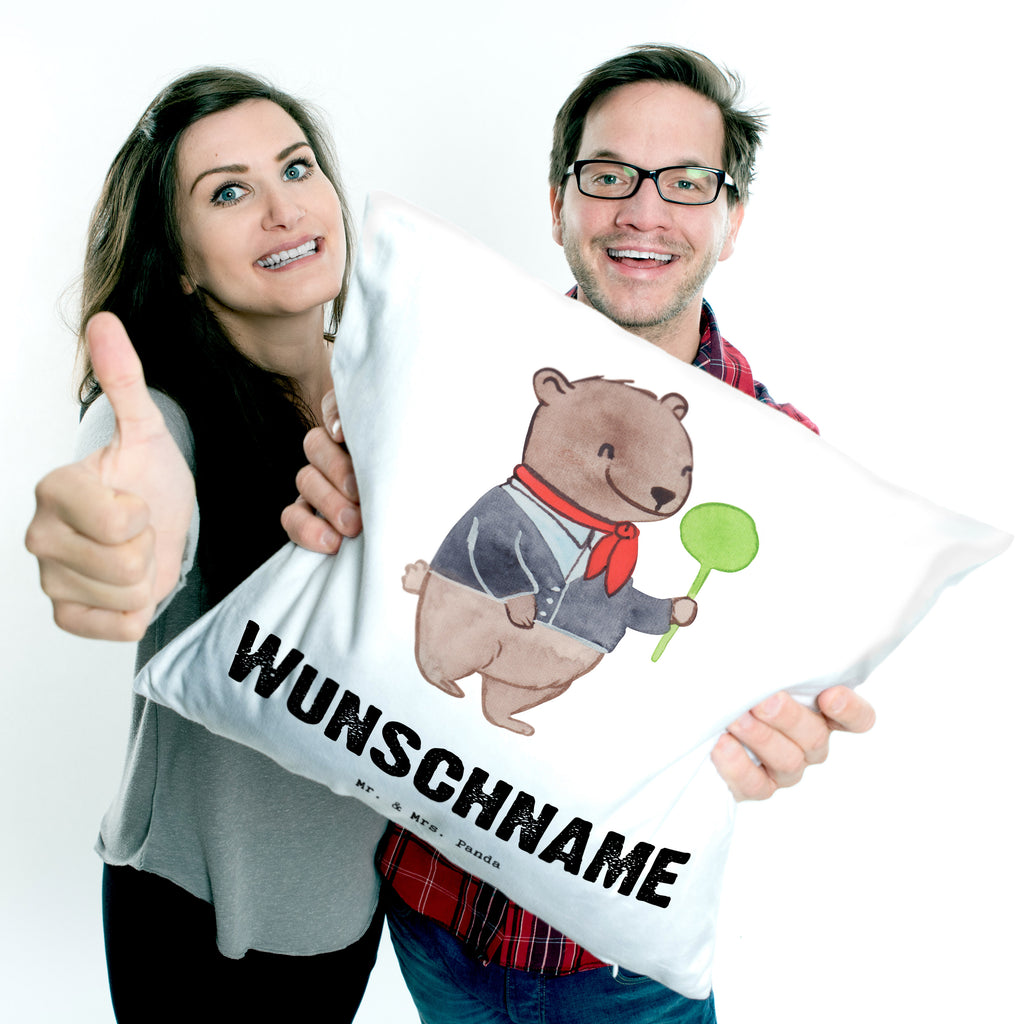Personalisiertes Kissen Zugbegleiterin mit Herz Kissen, personalisiert, Name, Wunschname, bedrucken, Kopfkissen, Beruf, Ausbildung, Jubiläum, Abschied, Rente, Kollege, Kollegin, Geschenk, Schenken, Arbeitskollege, Mitarbeiter, Firma, Danke, Dankeschön