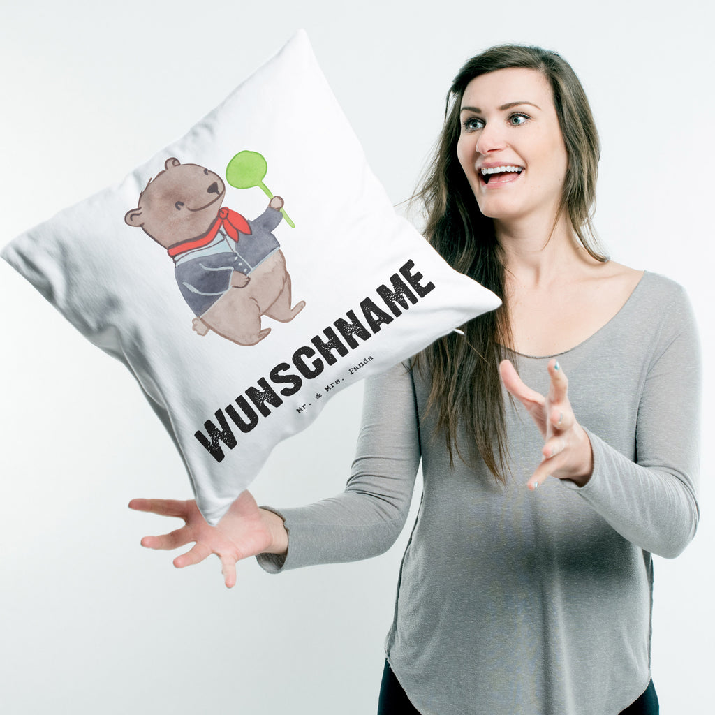 Personalisiertes Kissen Zugbegleiterin mit Herz Kissen, personalisiert, Name, Wunschname, bedrucken, Kopfkissen, Beruf, Ausbildung, Jubiläum, Abschied, Rente, Kollege, Kollegin, Geschenk, Schenken, Arbeitskollege, Mitarbeiter, Firma, Danke, Dankeschön