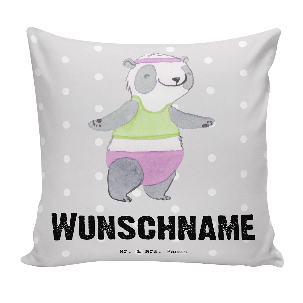 Personalisiertes Kissen Panda Aerobic Tage Kissen, personalisiert, Name, Wunschname, bedrucken, Kopfkissen, Geschenk, Sport, Sportart, Hobby, Schenken, Danke, Dankeschön, Auszeichnung, Gewinn, Sportler, Aerobic, Aerobic Fitness, Fitnessstudio