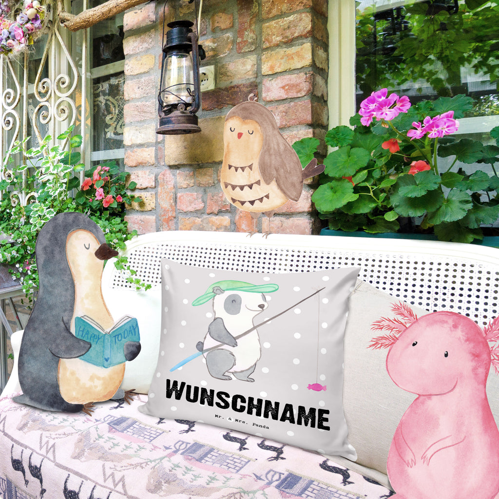 Personalisiertes Kissen Panda Angeln Tage Kissen, personalisiert, Name, Wunschname, bedrucken, Kopfkissen, Geschenk, Sport, Sportart, Hobby, Schenken, Danke, Dankeschön, Auszeichnung, Gewinn, Sportler, angeln, Angelsport, Angelverein, Angler, angeln gehen, Hobbyangler