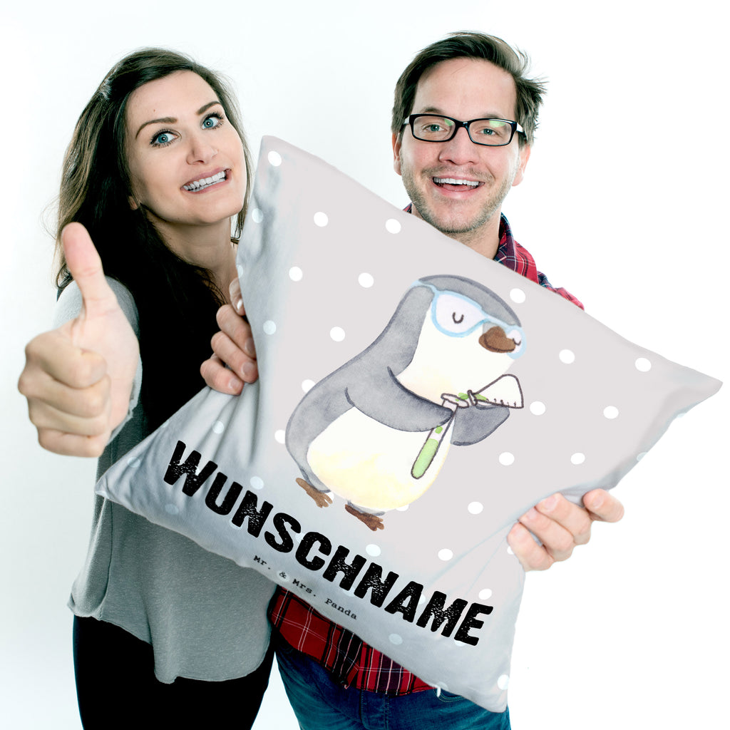 Personalisiertes Kissen Chemielaborant mit Herz Kissen, personalisiert, Name, Wunschname, bedrucken, Kopfkissen, Beruf, Ausbildung, Jubiläum, Abschied, Rente, Kollege, Kollegin, Geschenk, Schenken, Arbeitskollege, Mitarbeiter, Firma, Danke, Dankeschön, Chemiker, Chemielaborant, Naturwissenschaftler, Labor, Studium, Forschung, Wissenschaftler