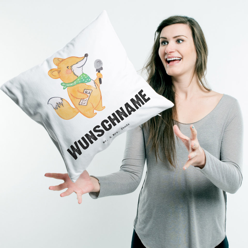 Personalisiertes Kissen Journalist mit Herz Kissen, personalisiert, Name, Wunschname, bedrucken, Kopfkissen, Beruf, Ausbildung, Jubiläum, Abschied, Rente, Kollege, Kollegin, Geschenk, Schenken, Arbeitskollege, Mitarbeiter, Firma, Danke, Dankeschön, Journalist, Reporter, Redakteur, Pressebüro, Studium