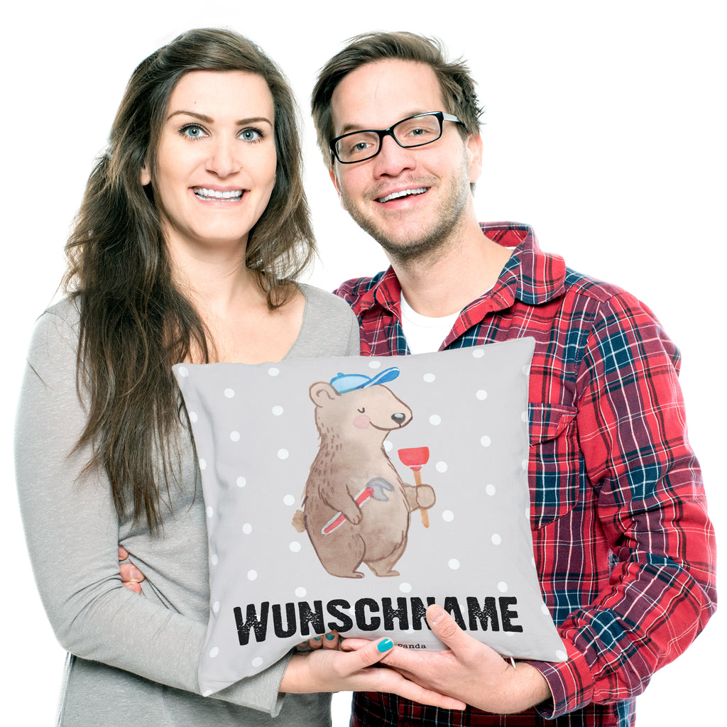 Personalisiertes Kissen Klempner mit Herz Kissen, personalisiert, Name, Wunschname, bedrucken, Kopfkissen, Beruf, Ausbildung, Jubiläum, Abschied, Rente, Kollege, Kollegin, Geschenk, Schenken, Arbeitskollege, Mitarbeiter, Firma, Danke, Dankeschön, Klempner, Handwerker, Installateur, Meister, Gesellenprüfung, Fachbetrieb, Bauklempner, Sanitärinstallationen