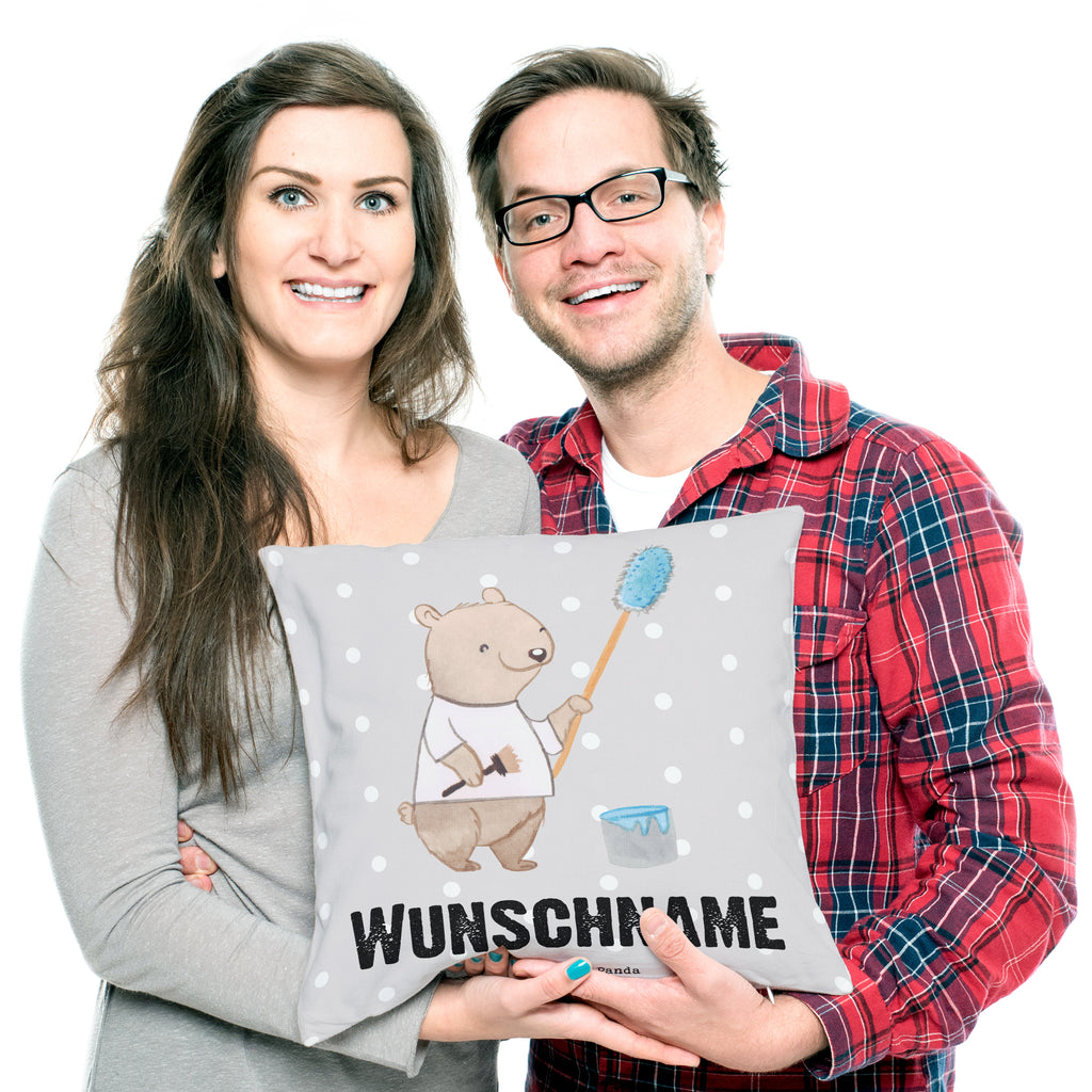 Personalisiertes Kissen Maler mit Herz Kissen, personalisiert, Name, Wunschname, bedrucken, Kopfkissen, Beruf, Ausbildung, Jubiläum, Abschied, Rente, Kollege, Kollegin, Geschenk, Schenken, Arbeitskollege, Mitarbeiter, Firma, Danke, Dankeschön, Maler, Malermeister, Gesellenprüfung, Meisterprüfung, Malerbetrieb