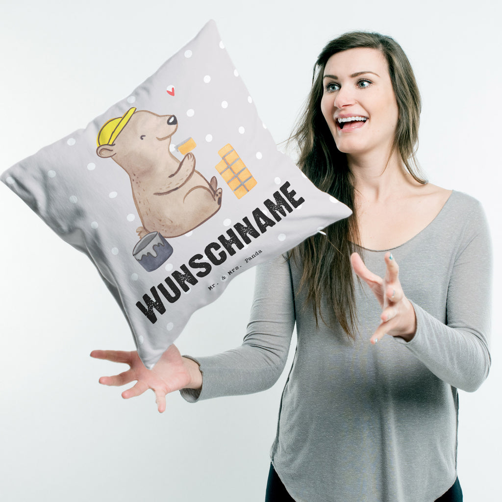 Personalisiertes Kissen Maurer mit Herz Kissen, personalisiert, Name, Wunschname, bedrucken, Kopfkissen, Beruf, Ausbildung, Jubiläum, Abschied, Rente, Kollege, Kollegin, Geschenk, Schenken, Arbeitskollege, Mitarbeiter, Firma, Danke, Dankeschön, Maurer, Maurermeister, Gesellenprüfung, Handwerker, Maurerbetrieb