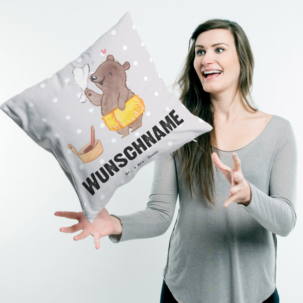 Personalisiertes Kissen Saunameister mit Herz Kissen, personalisiert, Name, Wunschname, bedrucken, Kopfkissen, Beruf, Ausbildung, Jubiläum, Abschied, Rente, Kollege, Kollegin, Geschenk, Schenken, Arbeitskollege, Mitarbeiter, Firma, Danke, Dankeschön