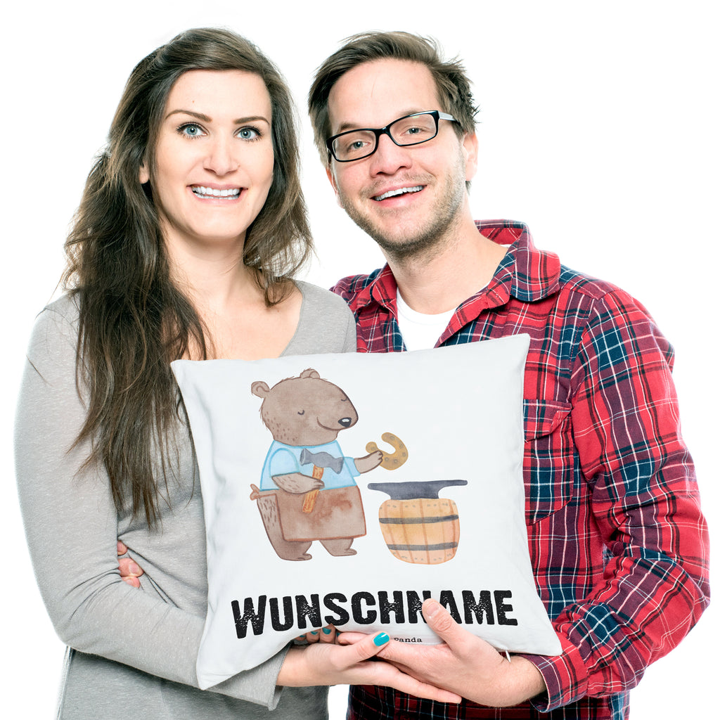 Personalisiertes Kissen Schmied mit Herz Kissen, personalisiert, Name, Wunschname, bedrucken, Kopfkissen, Beruf, Ausbildung, Jubiläum, Abschied, Rente, Kollege, Kollegin, Geschenk, Schenken, Arbeitskollege, Mitarbeiter, Firma, Danke, Dankeschön