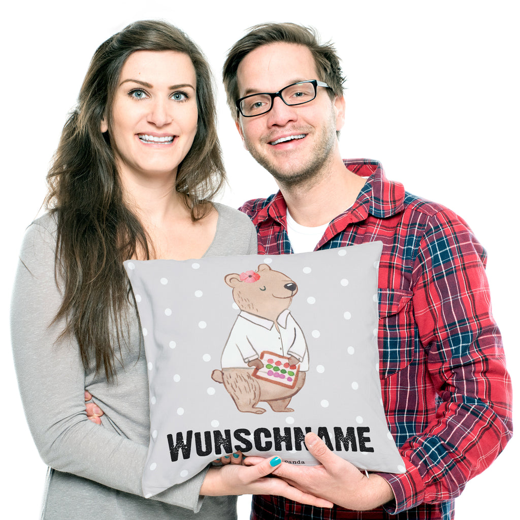 Personalisiertes Kissen Bankfachfrau mit Herz Kissen, personalisiert, Name, Wunschname, bedrucken, Kopfkissen, Beruf, Ausbildung, Jubiläum, Abschied, Rente, Kollege, Kollegin, Geschenk, Schenken, Arbeitskollege, Mitarbeiter, Firma, Danke, Dankeschön, Bankfachfrau, Bankangestellte, Bänkerin, Bankberaterin