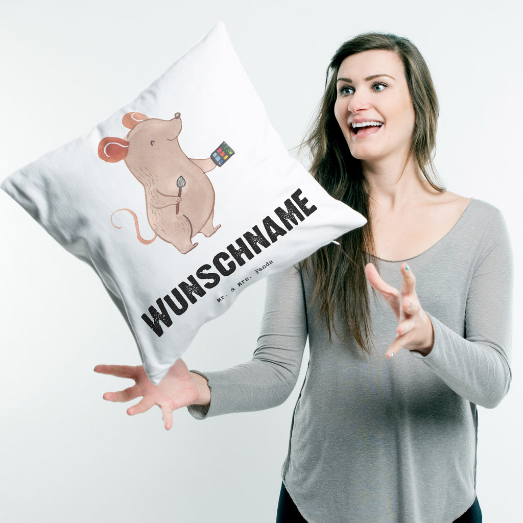 Personalisiertes Kissen Visagist mit Herz Kissen, personalisiert, Name, Wunschname, bedrucken, Kopfkissen, Beruf, Ausbildung, Jubiläum, Abschied, Rente, Kollege, Kollegin, Geschenk, Schenken, Arbeitskollege, Mitarbeiter, Firma, Danke, Dankeschön, Kosmetiker, Make Up Artist, Maskenbildner, Visagist, Beauty Salon, Kosmetikstudio, Eröffnung