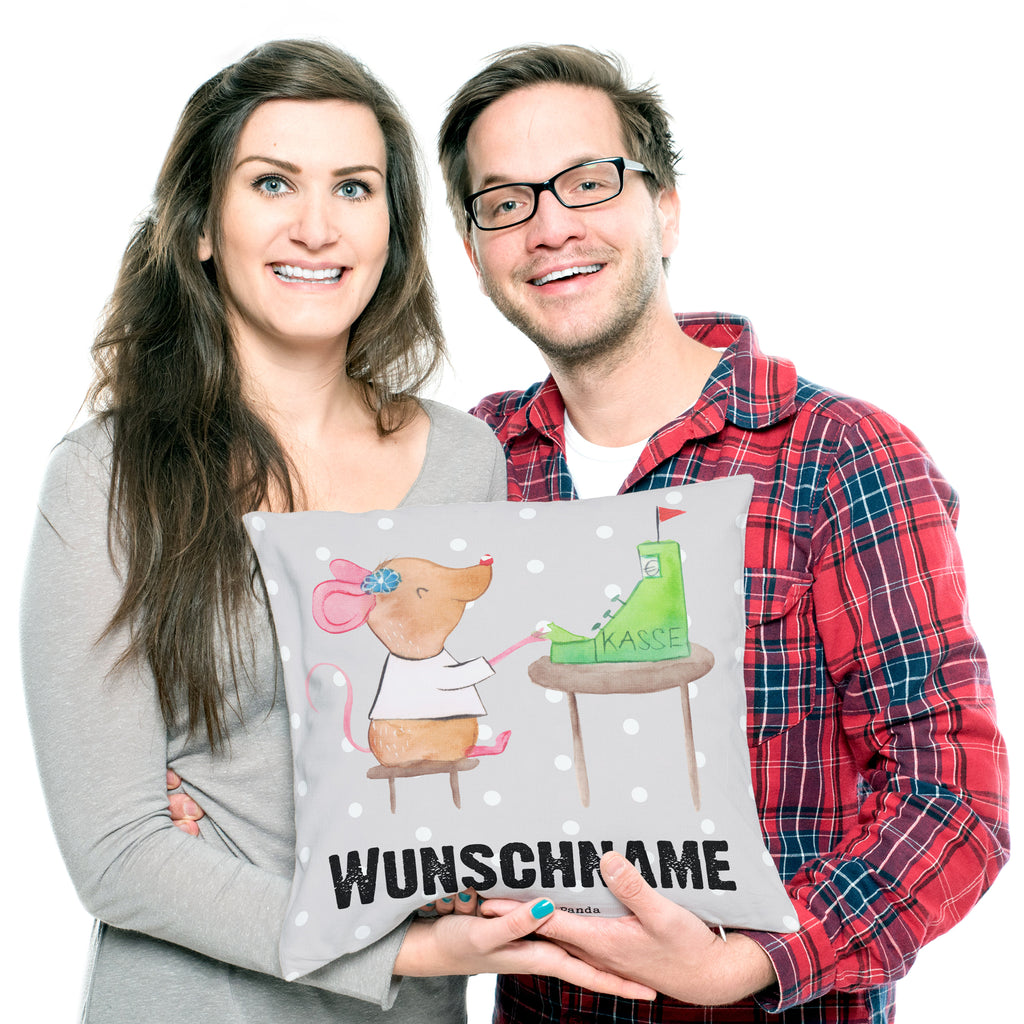 Personalisiertes Kissen Kassiererin mit Herz Kissen, personalisiert, Name, Wunschname, bedrucken, Kopfkissen, Beruf, Ausbildung, Jubiläum, Abschied, Rente, Kollege, Kollegin, Geschenk, Schenken, Arbeitskollege, Mitarbeiter, Firma, Danke, Dankeschön, Kassiererin, Kassenwartin, Mitarbeiterin Kasse