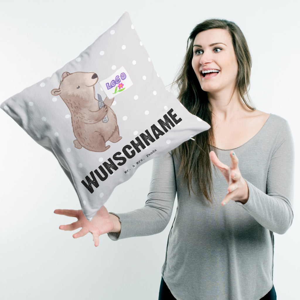 Personalisiertes Kissen Kaufmann für Marketingkommunikation mit Herz Kissen, personalisiert, Name, Wunschname, bedrucken, Kopfkissen, Beruf, Ausbildung, Jubiläum, Abschied, Rente, Kollege, Kollegin, Geschenk, Schenken, Arbeitskollege, Mitarbeiter, Firma, Danke, Dankeschön