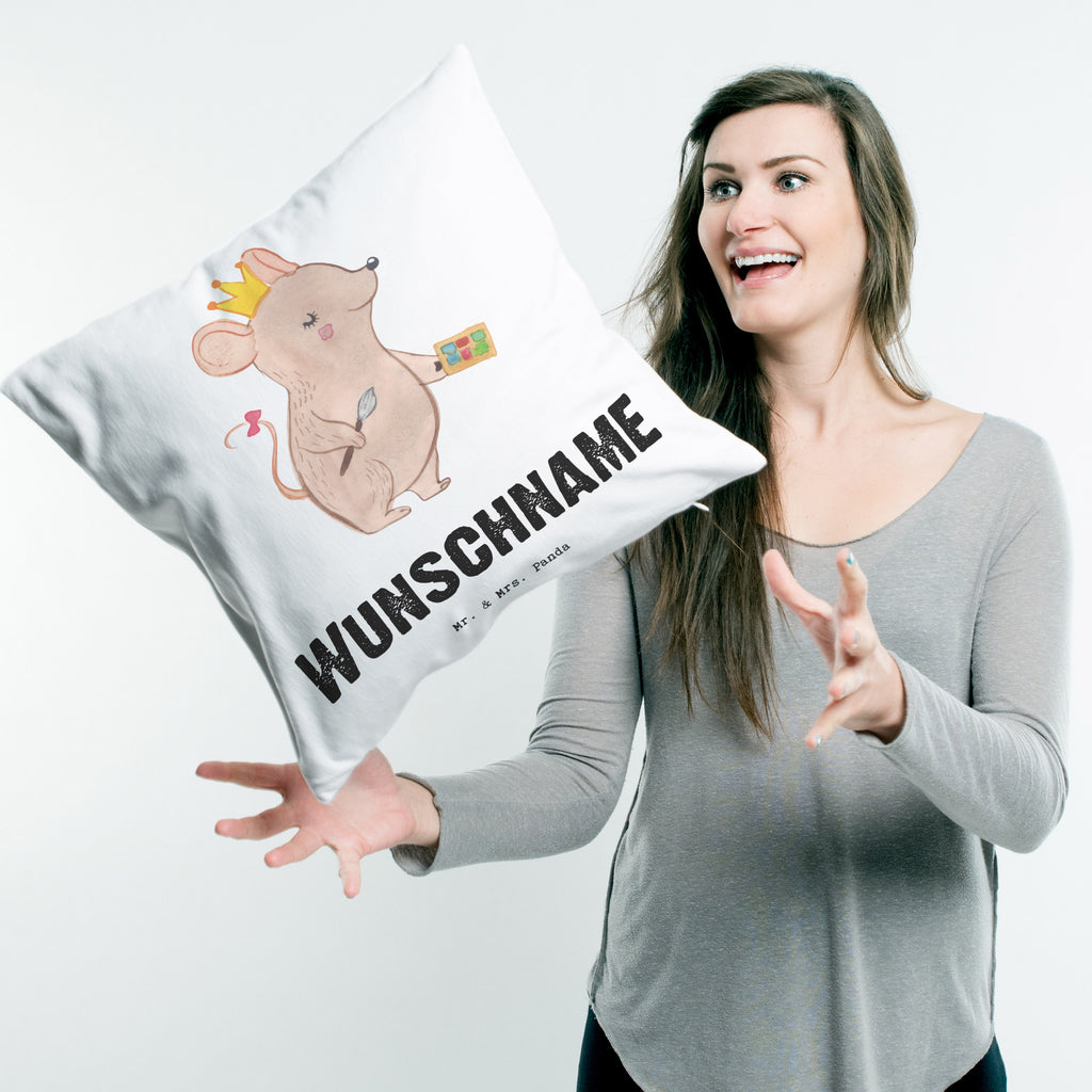 Personalisiertes Kissen Make Up Artist mit Herz Kissen, personalisiert, Name, Wunschname, bedrucken, Kopfkissen, Beruf, Ausbildung, Jubiläum, Abschied, Rente, Kollege, Kollegin, Geschenk, Schenken, Arbeitskollege, Mitarbeiter, Firma, Danke, Dankeschön, Kosmetiker, Make Up Artist, Maskenbildner, Visagist, Beauty Salon, Kosmetikstudio, Eröffnung