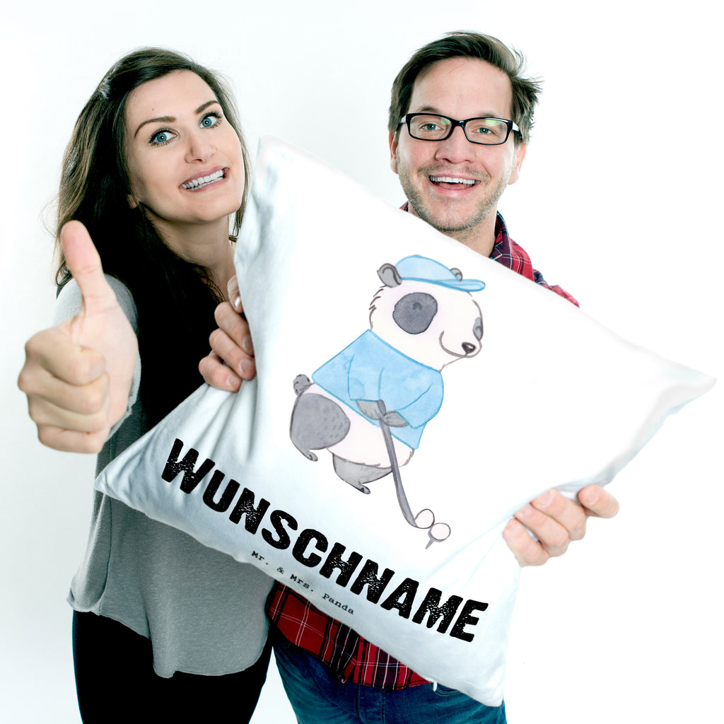 Personalisiertes Kissen Panda Golfen Tage Kissen, personalisiert, Name, Wunschname, bedrucken, Kopfkissen, Geschenk, Sport, Sportart, Hobby, Schenken, Danke, Dankeschön, Auszeichnung, Gewinn, Sportler, Golfen, Golf spielen, Golfplatz, Golfturnier, Golf Verein