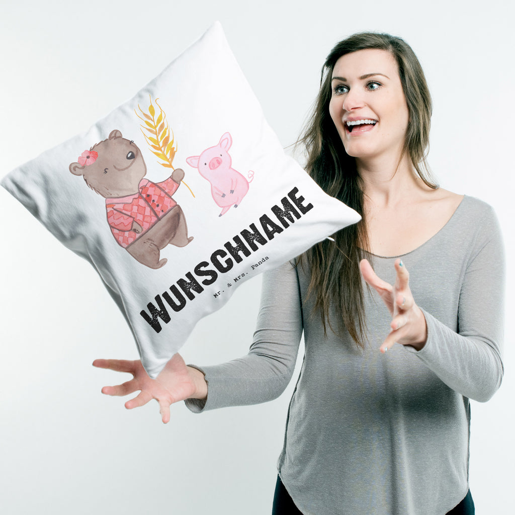 Personalisiertes Kissen Bäuerin mit Herz Kissen, personalisiert, Name, Wunschname, bedrucken, Kopfkissen, Beruf, Ausbildung, Jubiläum, Abschied, Rente, Kollege, Kollegin, Geschenk, Schenken, Arbeitskollege, Mitarbeiter, Firma, Danke, Dankeschön, Landwirtin, Bäuerin, Tierwirtin, Agronomin, Farmerin, Bauernhof